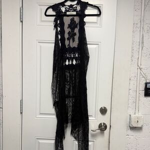 Lace Sleeveless Duster Navy and Black BRAND NEW EIS Los Angeles One Size